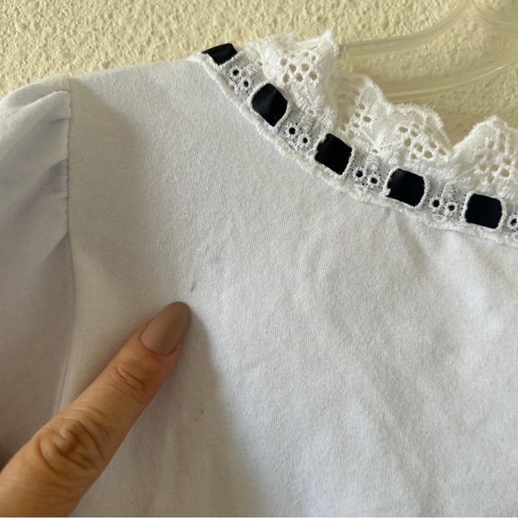 Little For Big One Piece Bodysuit Women’s Large White Black Coquette Cutesy Role - Picture 12 of 13